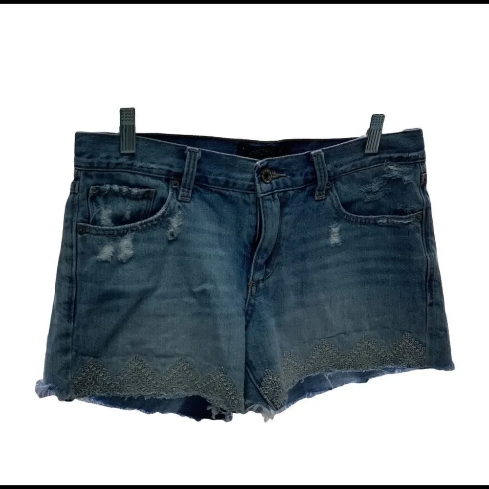 Lucky Brand The Cut Off Raw Hem Embroidered Shorts